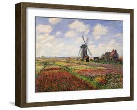 Tulip Fields with the Rijnsburg Windmill, 1886-Claude Monet-Framed Giclee Print