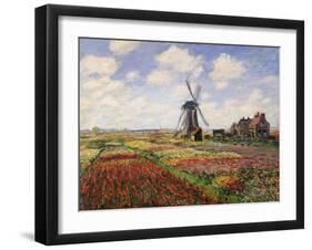 Tulip Fields with the Rijnsburg Windmill, 1886-Claude Monet-Framed Giclee Print