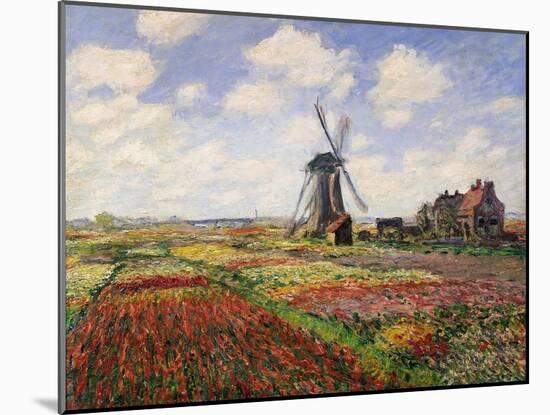 Tulip Fields with the Rijnsburg Windmill, 1886-Claude Monet-Mounted Giclee Print