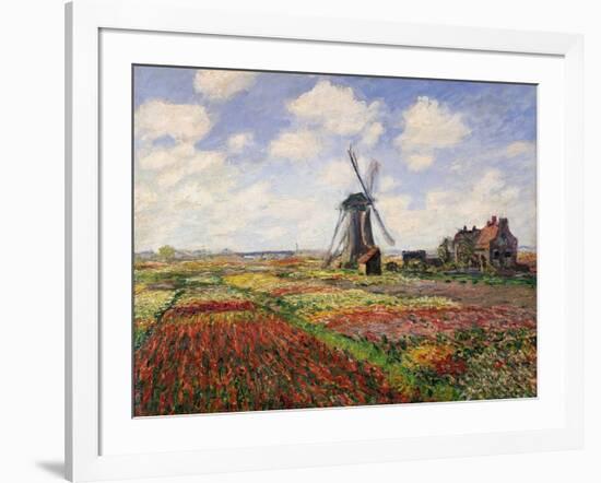 Tulip Fields with the Rijnsburg Windmill, 1886-Claude Monet-Framed Giclee Print