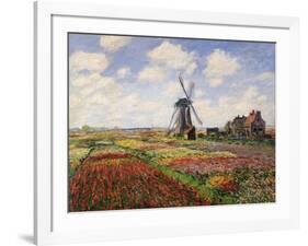 Tulip Fields with the Rijnsburg Windmill, 1886-Claude Monet-Framed Giclee Print