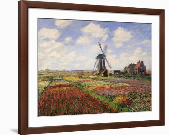 Tulip Fields with the Rijnsburg Windmill, 1886-Claude Monet-Framed Giclee Print