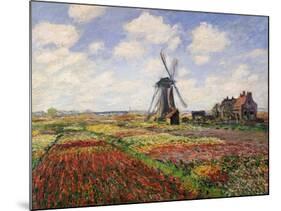 Tulip Fields with the Rijnsburg Windmill, 1886-Claude Monet-Mounted Giclee Print