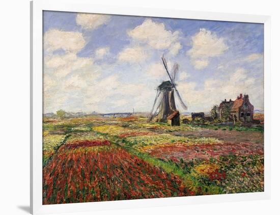 Tulip Fields with the Rijnsburg Windmill, 1886-Claude Monet-Framed Giclee Print