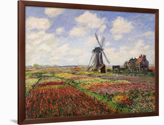 Tulip Fields with the Rijnsburg Windmill, 1886-Claude Monet-Framed Giclee Print