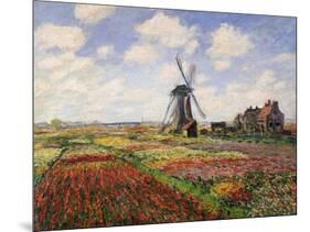 Tulip Fields with the Rijnsburg Windmill, 1886-Claude Monet-Mounted Giclee Print