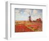 Tulip Fields with the Rijnsburg Windmill-Claude Monet-Framed Art Print