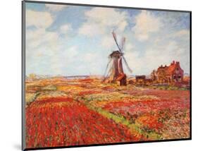 Tulip Fields with the Rijnsburg Windmill-Claude Monet-Mounted Art Print