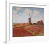 Tulip Fields with the Rijnsburg Windmill-Claude Monet-Framed Art Print