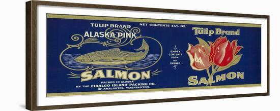 Tulip Salmon Can Label - Anacortes, WA-Lantern Press-Framed Premium Giclee Print