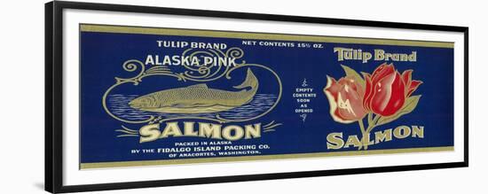 Tulip Salmon Can Label - Anacortes, WA-Lantern Press-Framed Premium Giclee Print