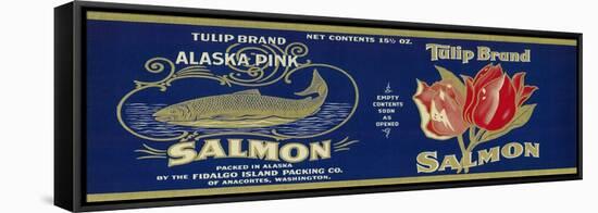 Tulip Salmon Can Label - Anacortes, WA-Lantern Press-Framed Stretched Canvas