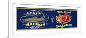 Tulip Salmon Can Label - Anacortes, WA-Lantern Press-Framed Art Print