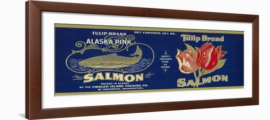 Tulip Salmon Can Label - Anacortes, WA-Lantern Press-Framed Art Print