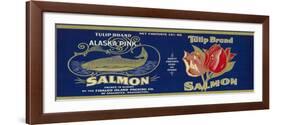 Tulip Salmon Can Label - Anacortes, WA-Lantern Press-Framed Art Print