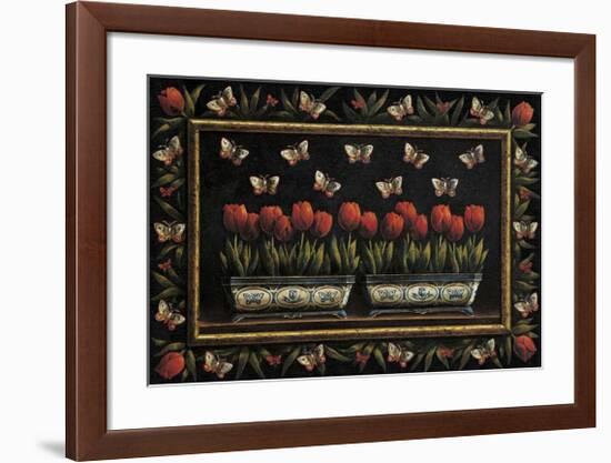 Tulipanes y Mariposas-Joaquin Moragues-Framed Art Print