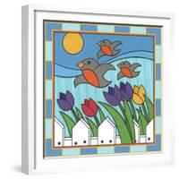 Tulips 3 with Melody the Songbird-Denny Driver-Framed Premium Giclee Print