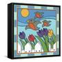 Tulips 3 with Melody the Songbird-Denny Driver-Framed Stretched Canvas