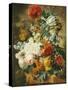 Tulips, an Opium Poppy, Hyacinths, Anemones, Auricolas, Convolvuli, a Peony and Other Flowers, 1782-Wybrand Hendriks-Stretched Canvas