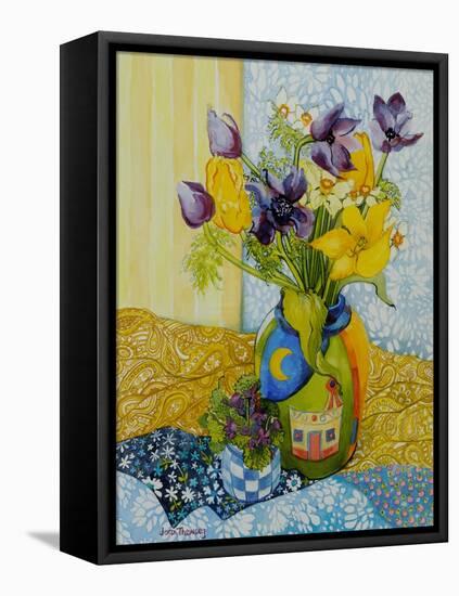 Tulips and Anemones with a Pot of Violets, 2010-Joan Thewsey-Framed Stretched Canvas