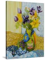 Tulips and Anemones with a Pot of Violets, 2010-Joan Thewsey-Stretched Canvas