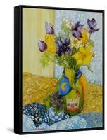 Tulips and Anemones with a Pot of Violets, 2010-Joan Thewsey-Framed Stretched Canvas