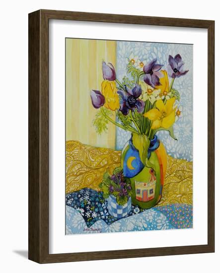 Tulips and Anemones with a Pot of Violets, 2010-Joan Thewsey-Framed Giclee Print