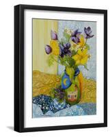 Tulips and Anemones with a Pot of Violets, 2010-Joan Thewsey-Framed Giclee Print