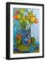 Tulips and Iris in a Japanese Vase, with Fruit and Textiles-Joan Thewsey-Framed Giclee Print