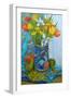 Tulips and Iris in a Japanese Vase, with Fruit and Textiles-Joan Thewsey-Framed Giclee Print