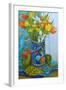 Tulips and Iris in a Japanese Vase, with Fruit and Textiles-Joan Thewsey-Framed Giclee Print