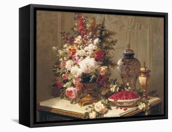 Tulips and other flowers-Jean Baptiste Robie-Framed Stretched Canvas