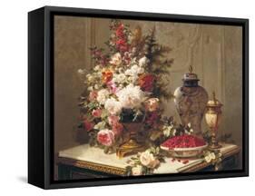 Tulips and other flowers-Jean Baptiste Robie-Framed Stretched Canvas