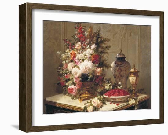 Tulips and other flowers-Jean Baptiste Robie-Framed Art Print