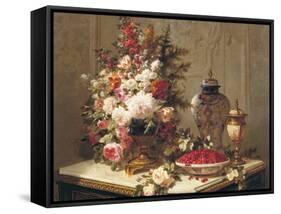 Tulips and other flowers-Jean Baptiste Robie-Framed Stretched Canvas