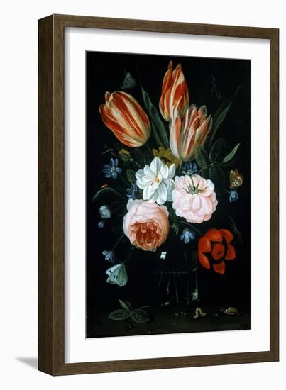 Tulips and Roses in a Glass Vase-Jan van Kessel-Framed Giclee Print