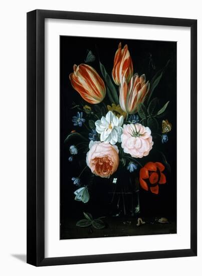 Tulips and Roses in a Glass Vase-Jan van Kessel-Framed Giclee Print