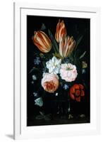 Tulips and Roses in a Glass Vase-Jan van Kessel-Framed Giclee Print