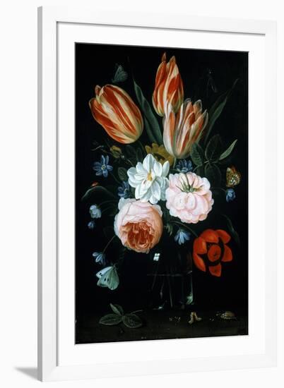 Tulips and Roses in a Glass Vase-Jan van Kessel-Framed Giclee Print