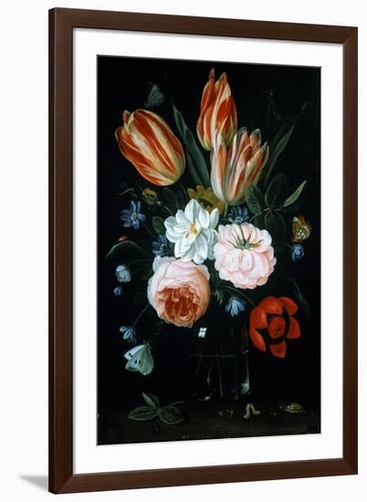 Tulips and Roses in a Glass Vase-Jan van Kessel-Framed Giclee Print