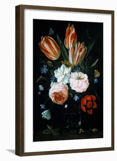 Tulips and Roses in a Glass Vase-Jan van Kessel-Framed Giclee Print