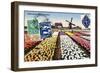 Tulips and Windmills, Dutch Vintage Postcard Collage-Piddix-Framed Art Print