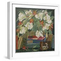 Tulips, books and postcards-Jennifer Abbott-Framed Giclee Print