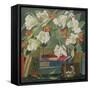 Tulips, books and postcards-Jennifer Abbott-Framed Stretched Canvas