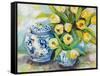 Tulips Chinoiserie-Jeanette Vertentes-Framed Stretched Canvas