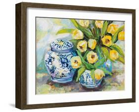 Tulips Chinoiserie-Jeanette Vertentes-Framed Art Print