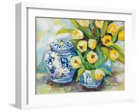 Tulips Chinoiserie-Jeanette Vertentes-Framed Art Print