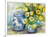 Tulips Chinoiserie-Jeanette Vertentes-Framed Art Print