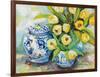 Tulips Chinoiserie-Jeanette Vertentes-Framed Art Print