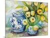 Tulips Chinoiserie-Jeanette Vertentes-Mounted Art Print